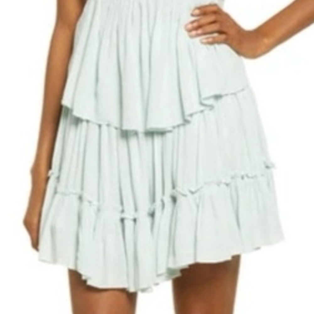 Free People Sky Blue Smocked Skirt
